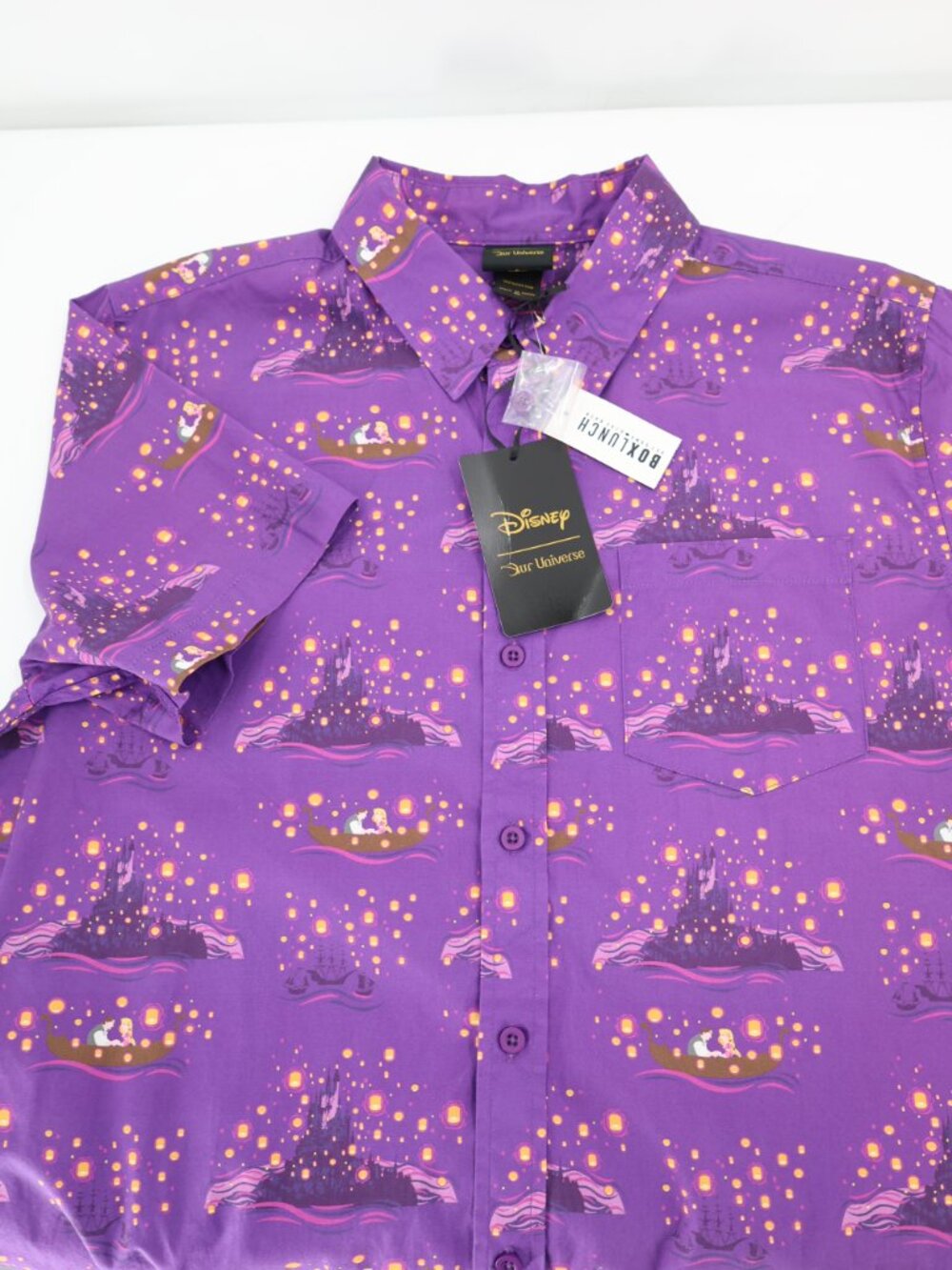 NWT Disney Shirt Men’s Medium Our Universe Princess Tangled Lantern Woven print